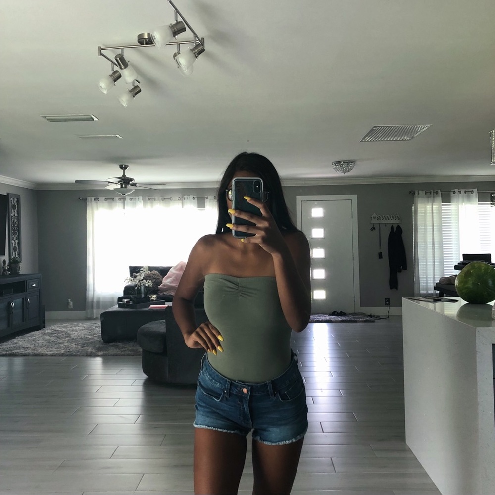 green thong bodysuit